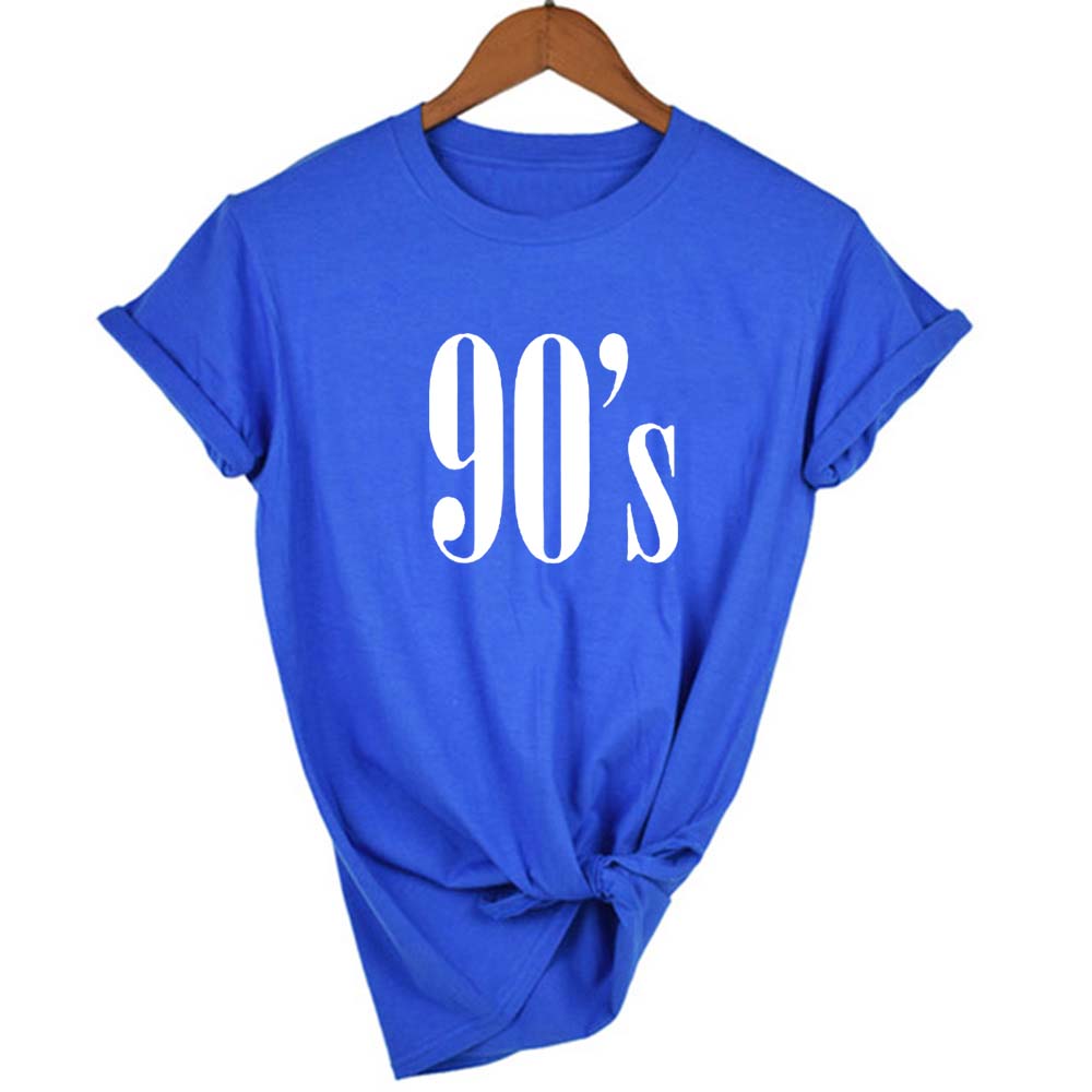90 S Letter Printed Women Tshirt Casual T Shirt Short Print Regular O Neck Tops Shirts