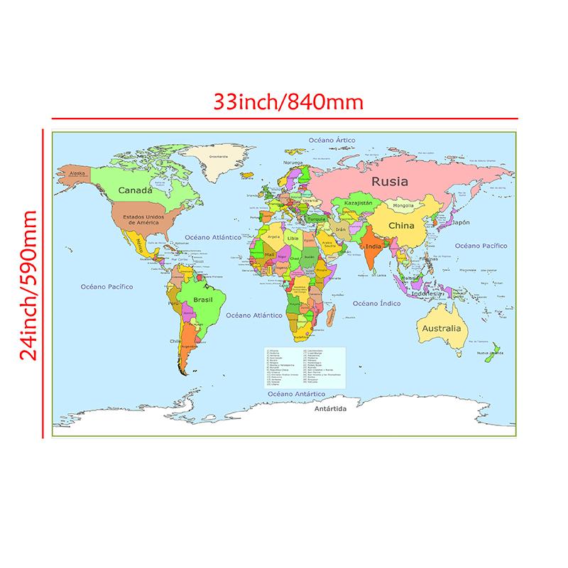 Mapa světa - Vzdělávací mapa Plakáty Nástěnné závěsy, Geografický nástroj, Vzdělávací pomůcky, Potřeby pro domácí školu a učebnu
