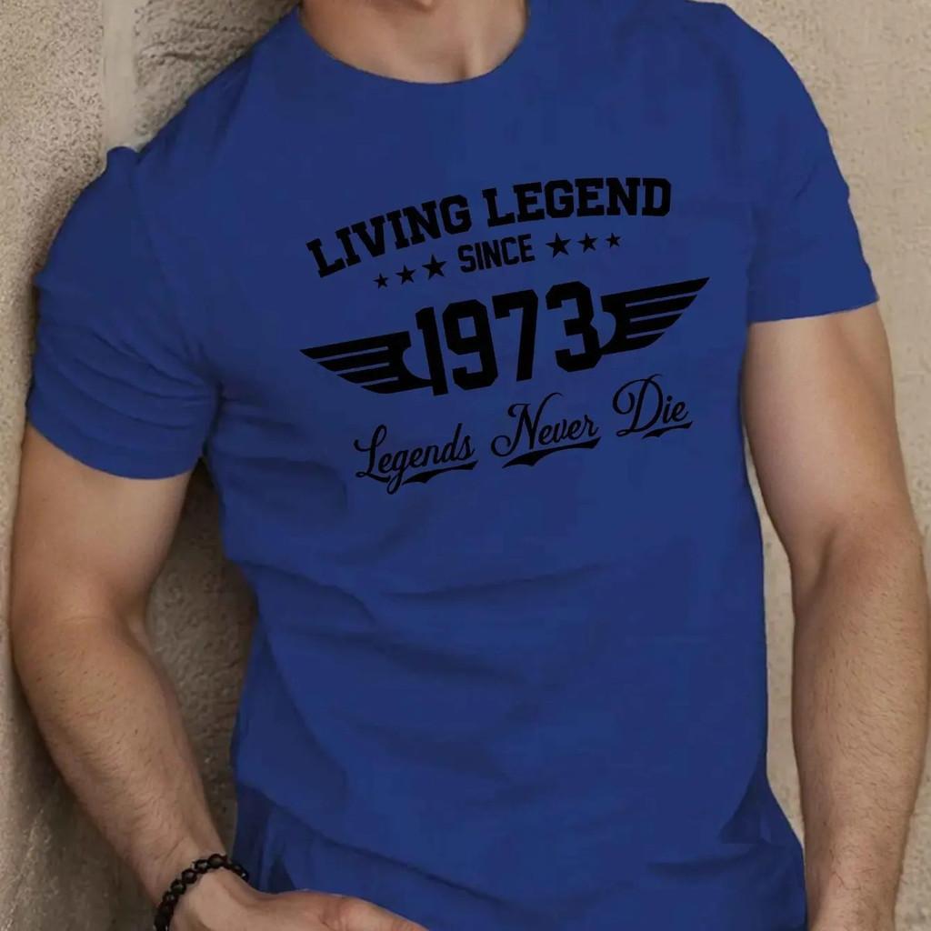 1973 Summer Men's Casual Loose Plus Size Sports Printed Comfortable Short Sleeve T-shirt