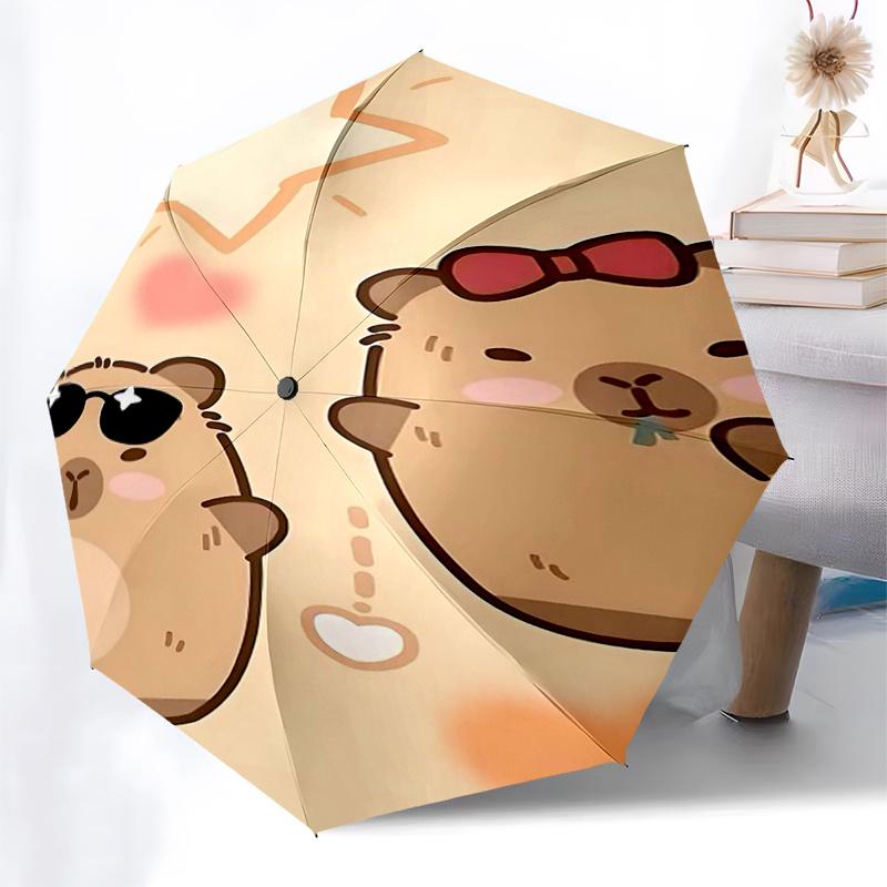 Capybara Themed Travel Umbrella-8 Ribs Automatic Opening and Closing, Portable Folding Design, Compact and Stylish Umbrella Suitable for Out