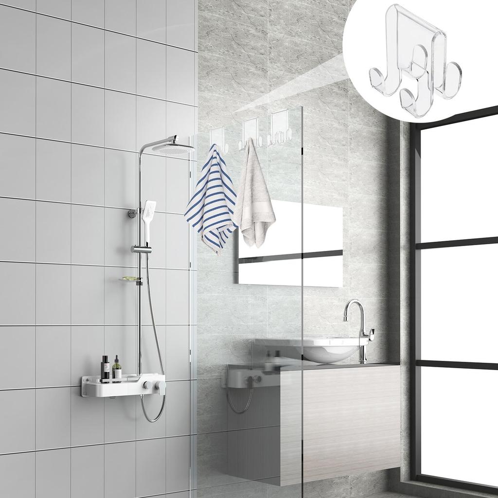 Glass Door Hooks Towel Hanger Shower Towel Hooks Punch-Free Storage Tool for Robe Clothes Towel and Washcloth Towel Hook Tools