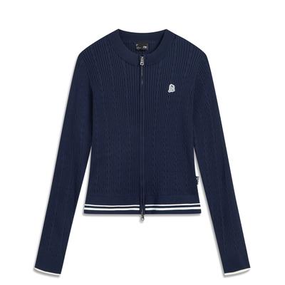 Li Ning Sports Lifestyle Series Solid Color Zipper Soft Comfortable Breathable Versatile Cardigan Long Sleeve Sweater Women Sweater AMBV430-1