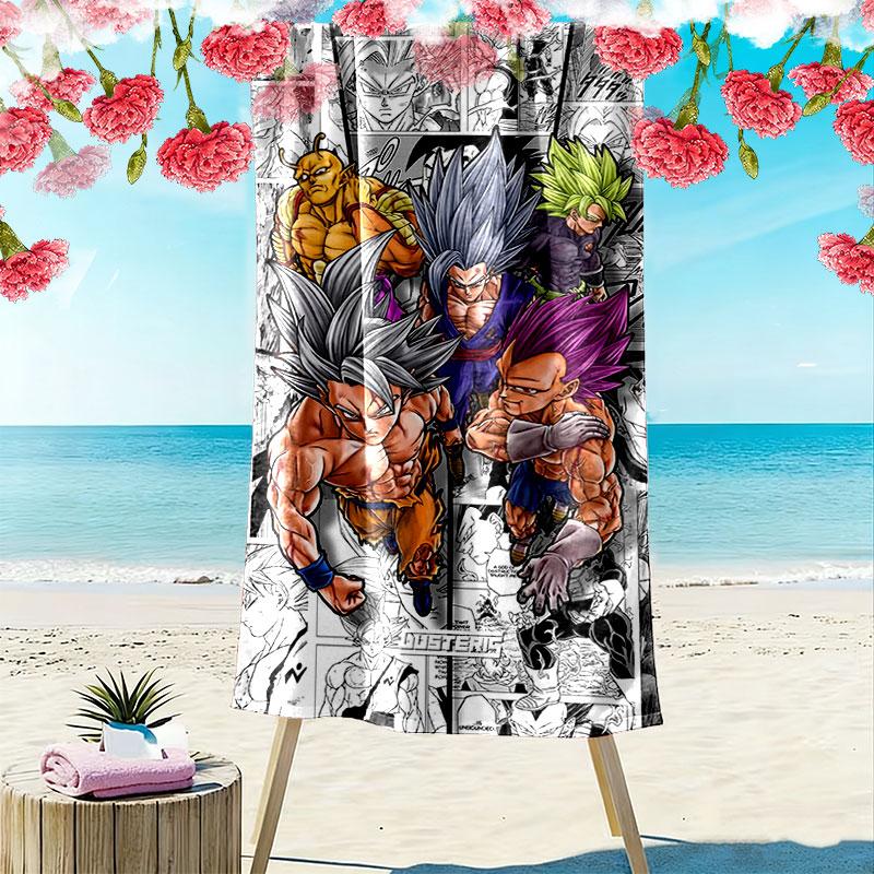 Dragon Ball Print Beach Towel, Large Soft Quick Dry Towel for Beach Camping Swimming