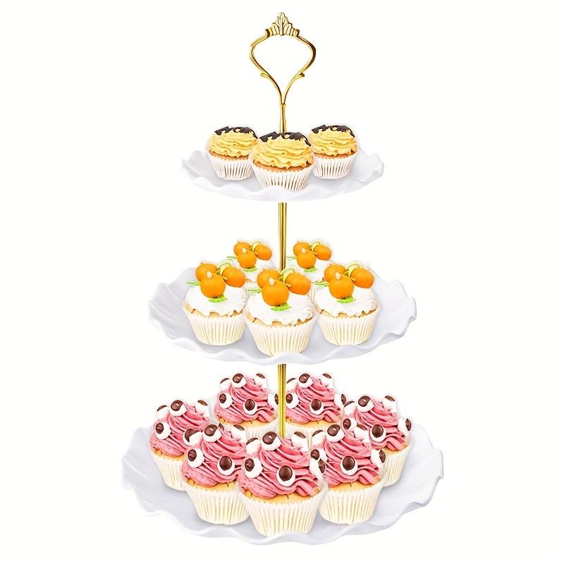 3 Tier Cupcake Stand Holder, Plastic Cup Cake Stand Towel With Tiered Serving Tray For Cupcakes, Donuts, Fruits And More
