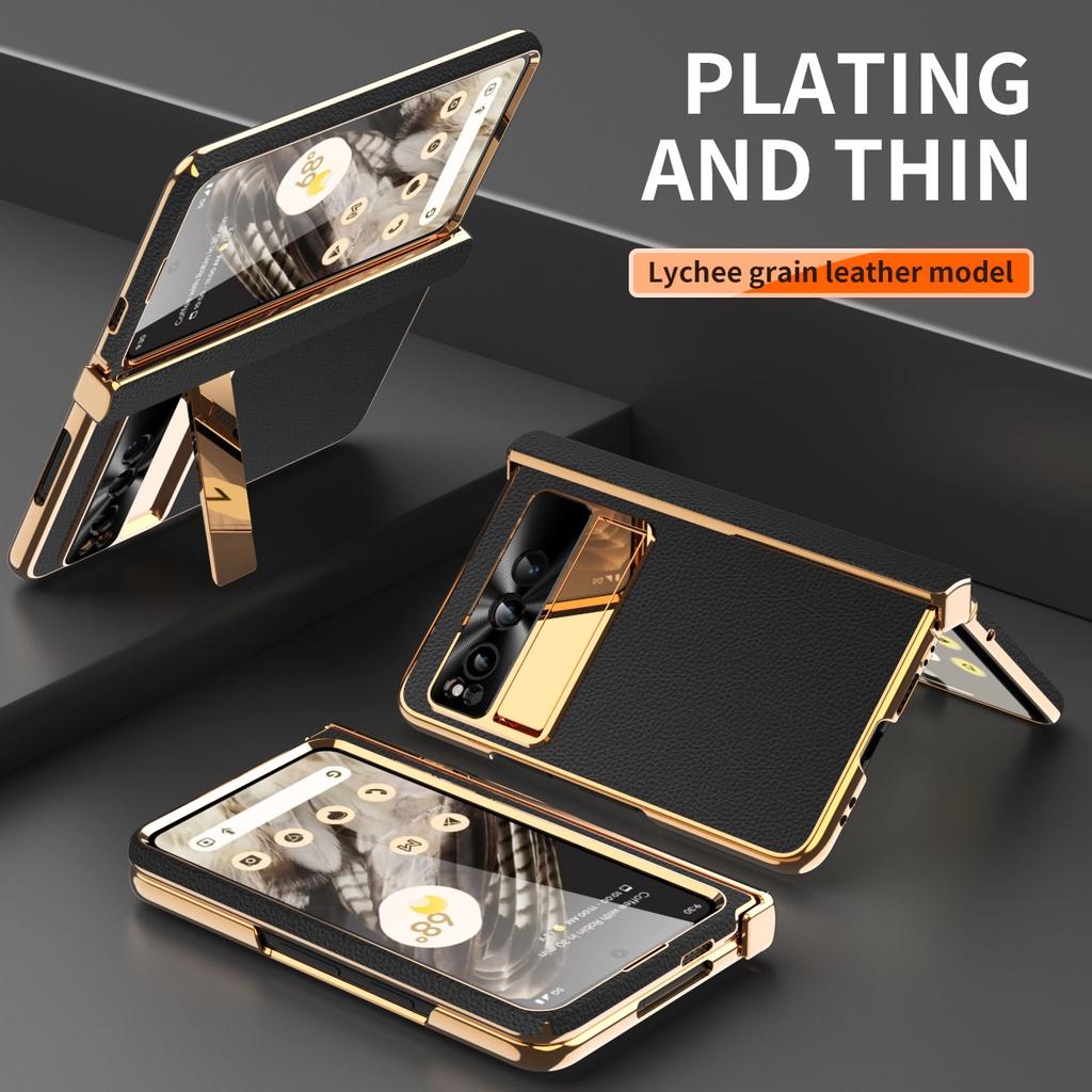 

Чохол із штучної шкіри для Google Pixel Fold із загартованим склом, тонким ударостійким складним покриттям, захисною кришкою для шарнірів Google Pixel Fold чорний