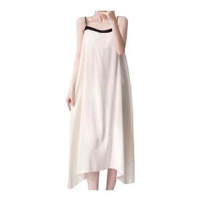 [Roiyezo] Room Wear, Women's Room Dress, Pajamas, Night Dress, Glossy, Adjustable, Loose, Long, Nightgown, Sleepwear, Summer, Cool