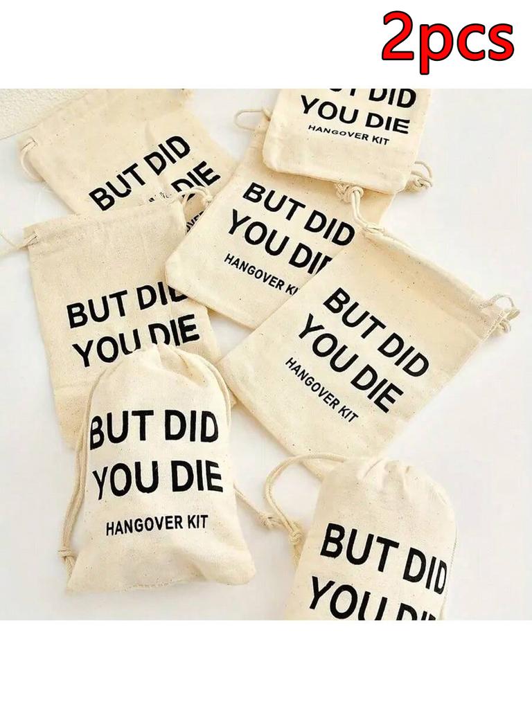 10/5/2Pcs Christmas Party Wake Up Bags Wedding Guest Gift Storage Bag Cotton Linen Bags First Aid Kits Red Cross Hangover Kit