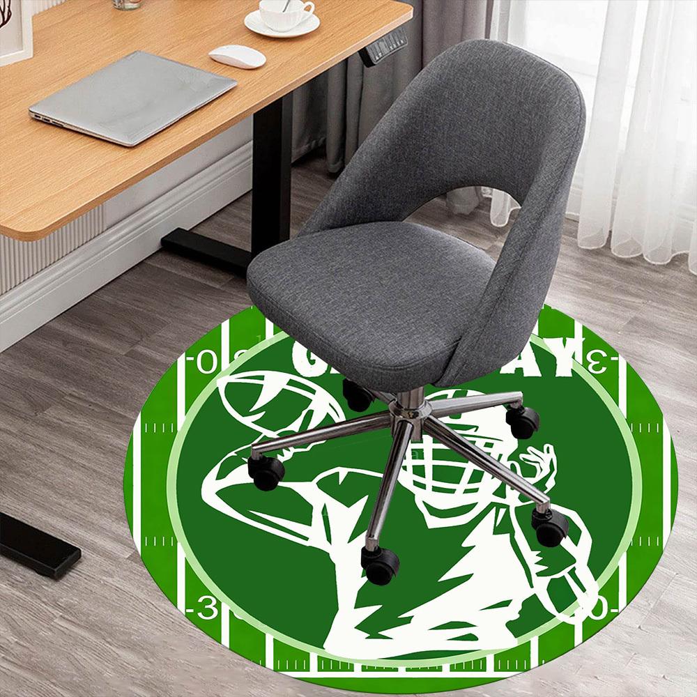 1pc Game Football Round Chair mat office Area Rug - Non-Slip, Floor Mat for Office, Bedroom, Ideal home decor gift c0112010