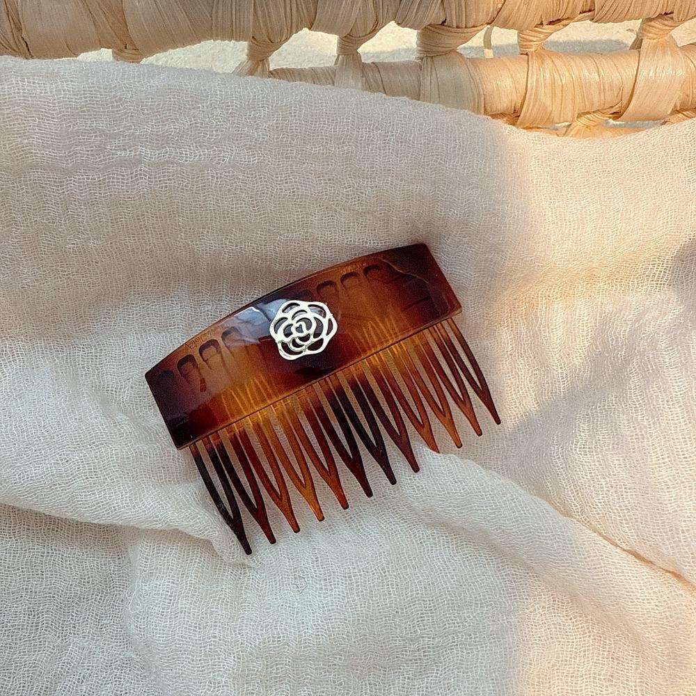 

Barrettes Hair Comb Hairpin Teeth Anti Slip Bangs Clip Sweet Camellia Hair Clip Children кавовий