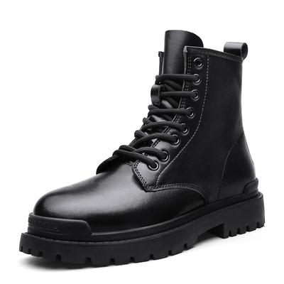 Echtes Leder 35~45 Dicksohlige Stiefel Herren Damen Kurze Stiefel Winter Lässige Gummischuhe Mode High-Top 8 Löcher Paarstiefel