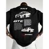 European Sizes Men'S Letter Car Pattern Round Neck T-Shirt, Racing Element Print Tee, Suitable for Car Enthusiasts' Casual Wear