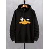 Felpe con cappuccio stampate con anatra dei cartoni animati per uomo, felpa con cappuccio grafica con tasca a marsupio, pullover con cappuccio con coulisse alla moda e comodo