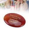 Worry Stone Red Agate Portable Engraved Motivational Inspirational Stone for Daily Life