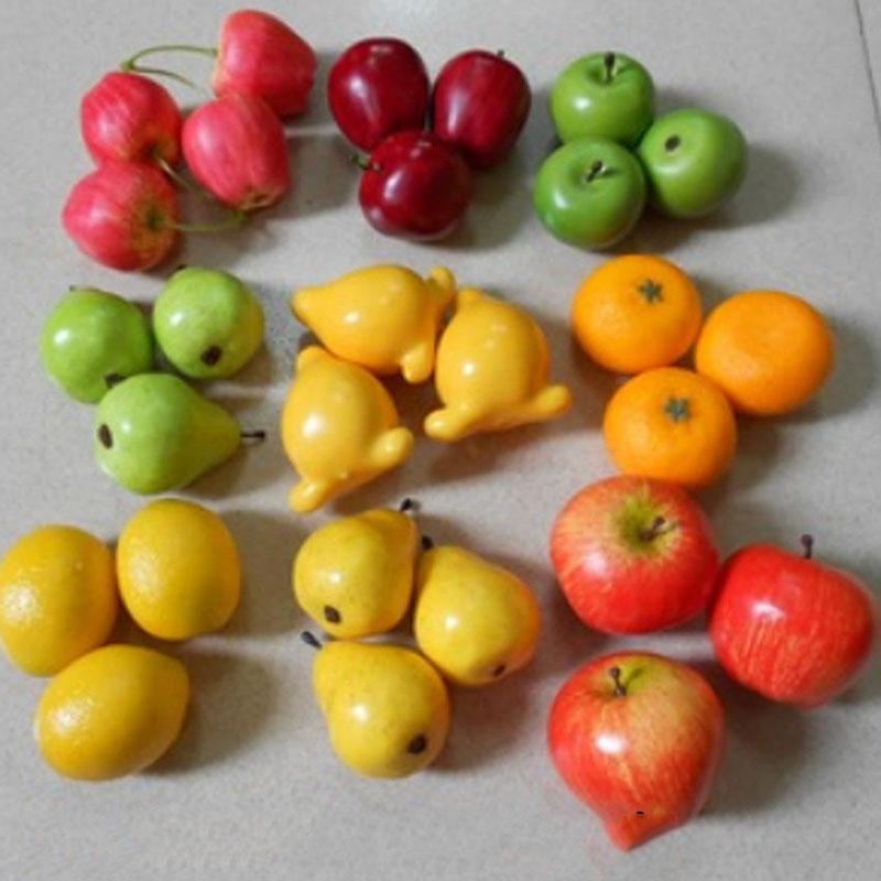 20Pcs / Set Simulation Fruit Model Props Fake Apple Pear Lemon Orange Photography Decoration Props Shopping Mall Festival Layout