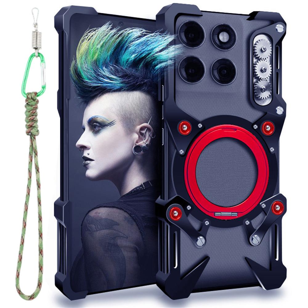 Do Motorola Edge 70 5G/Edge 60 Pro 5G Etui z Bumperem Podpórka Stopka Stop ze Stopu Aluminium Magnetyczne Pokrowiec na Telefon z Paskiem na Nadgarstek