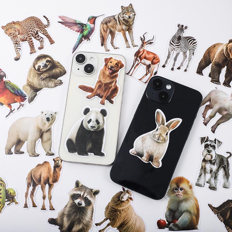 Animal World Photo Sticker Set - 50 Sheets for Kids DIY Notebook Decoration