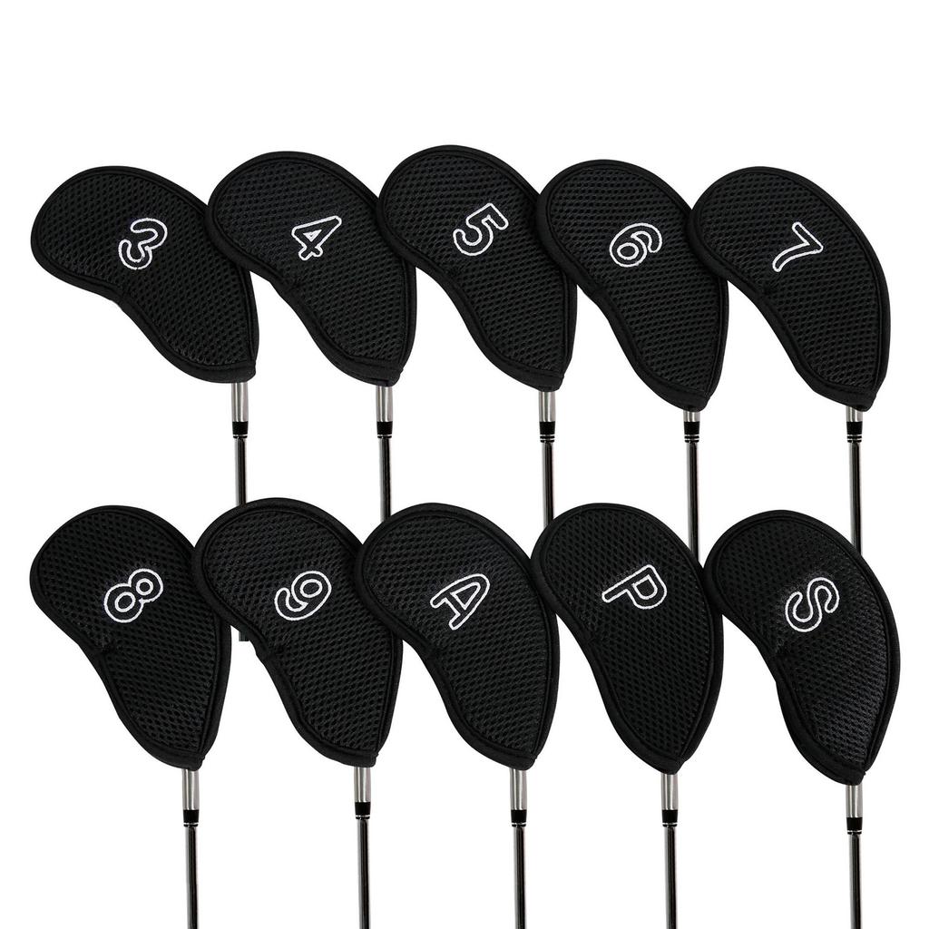 10Pcs Mesh Fabric Golf Iron Cover Iron Head Protect Covers Golf Wedges Headcover Golf Iron Club Covers with Big Numbers