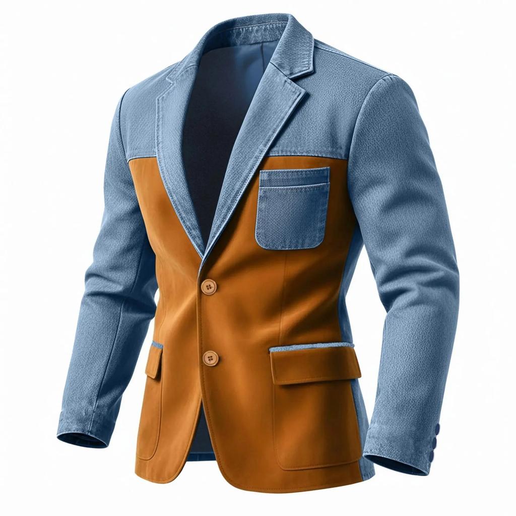 Frühling Herbst Herren Patchwork Blazer Mode Anzugjacke Hohe Qualität Schlank Lässig Blazer Mäntel Mann