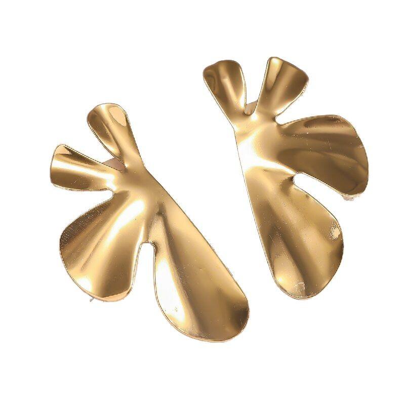 Women's European Style Irregular Petal Floral Dangle Earrings, Trendy Edgy Sophisticated Statement Design