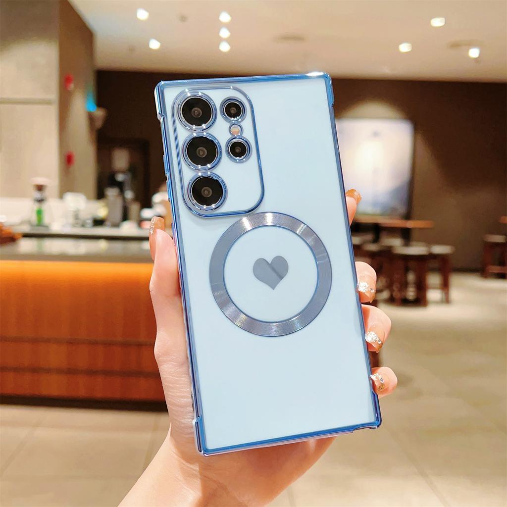 For Samsung Galaxy S23 Ultra Magnetic Case Soft TPU Phone Cover Love Heart Pattern