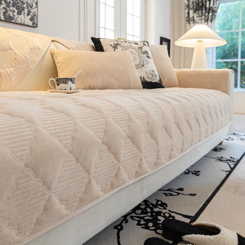 Nordic Solid Color Sofa Cushion Four Seasons Universal Sofa Cushion Simple Crystal Velvet Non-Slip Sofa Cover Cover Towel