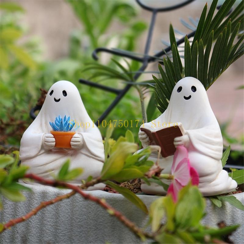 

Halloween Ghostly Figurines Reading Ghostly Statue Sculpture Garden Decors top sale China Mainland