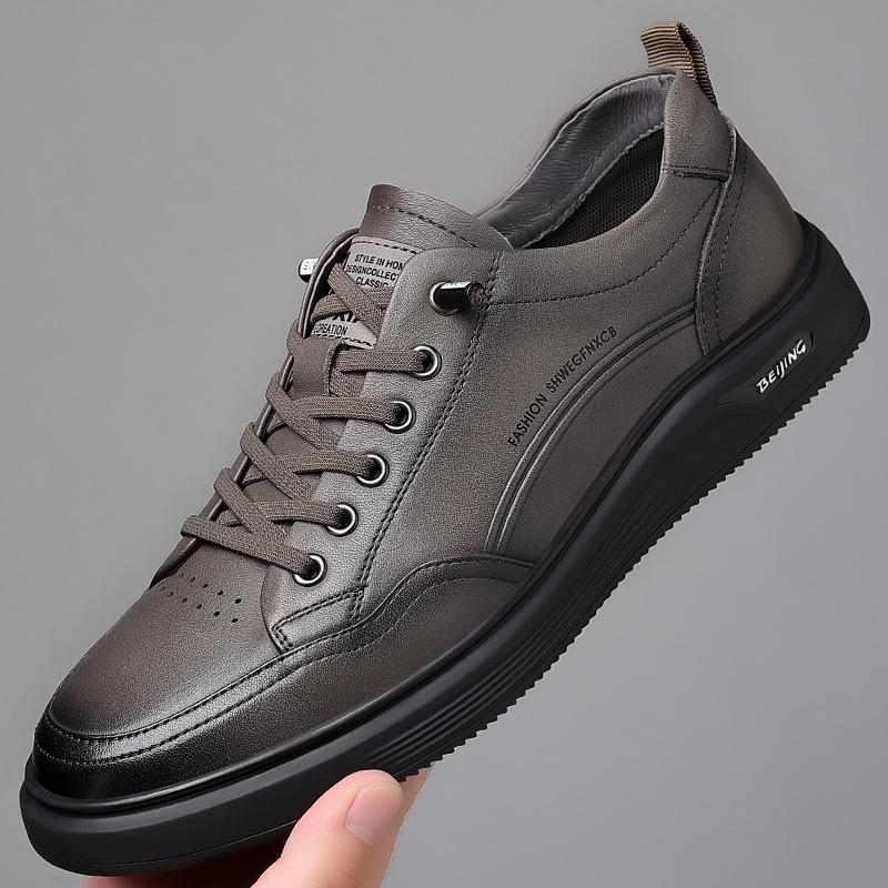 Men's trend casual board shoes youth Korean version of genuine leather men's sports shoes first layer cowhide flat shoes versatile leather shoes