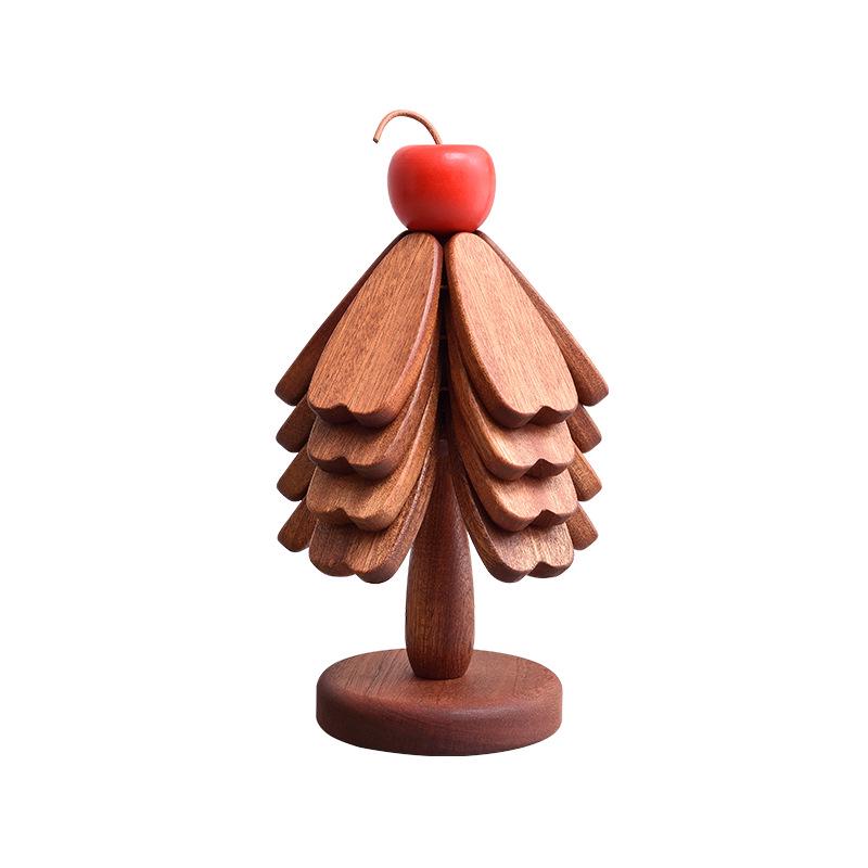 High-End Christmas Tree Insulated Placemat & Pot Holder – Creative Solid Wood, Heat Resistant Table Decoration.