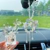 Women S Crystal Flower Car Rearview Mirror Pendant Car Decoration