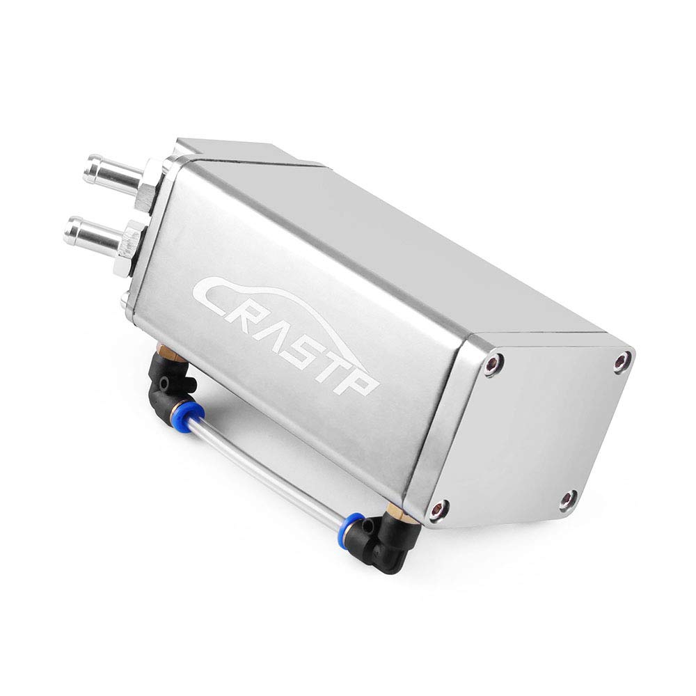 ZS Catch Tank, Aluminum, Cylindrical Type, Aluminum with Hose, Universal Use, For Automobiles and Motorcycles (Silver 2)