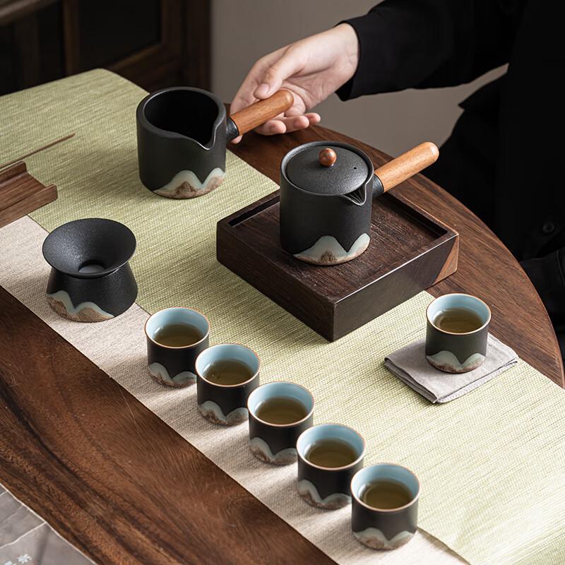 Su-style Ceramic Hand-Painted 'A Thousand Li of Rivers and Mountains' Gongfu Tea Set