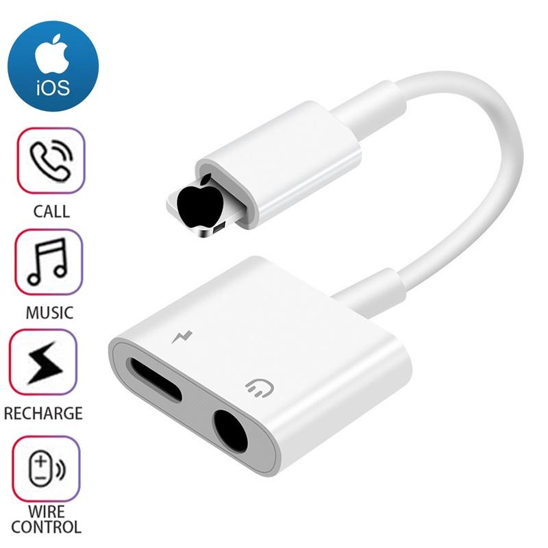 Iphone Headphone Adapter Charger 2 In 1 High-quality Tpe Wire Lightweight And Portable
