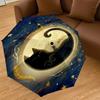1PC cat moon Automatic Open/Close Umbrella with Windproof, 8-Rib Sturdy Canopy, Durable Ribs, Fashionable Design, Outdoor Accessory, Fun Prin, Holiday