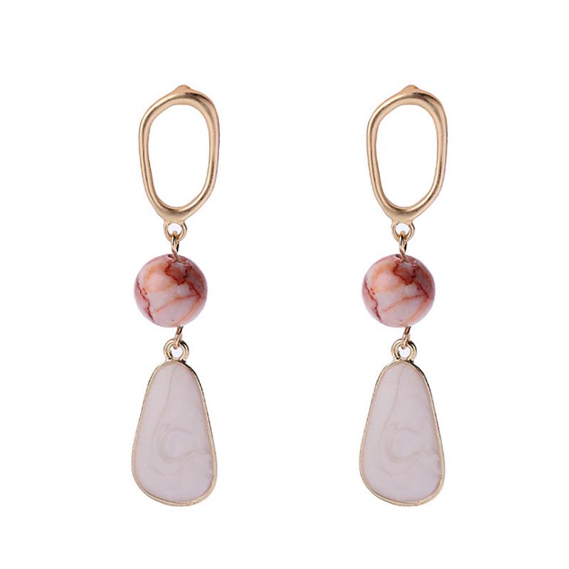 Cercei lungi ovali atârnători cu ac de argint S925 și piatră naturală