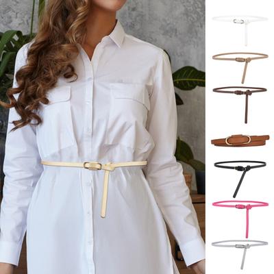 Simple Decorative Jeans Belt Adjustable Length Faux Leather Knotted Thin Waistband Jeans Suit Pants Belt