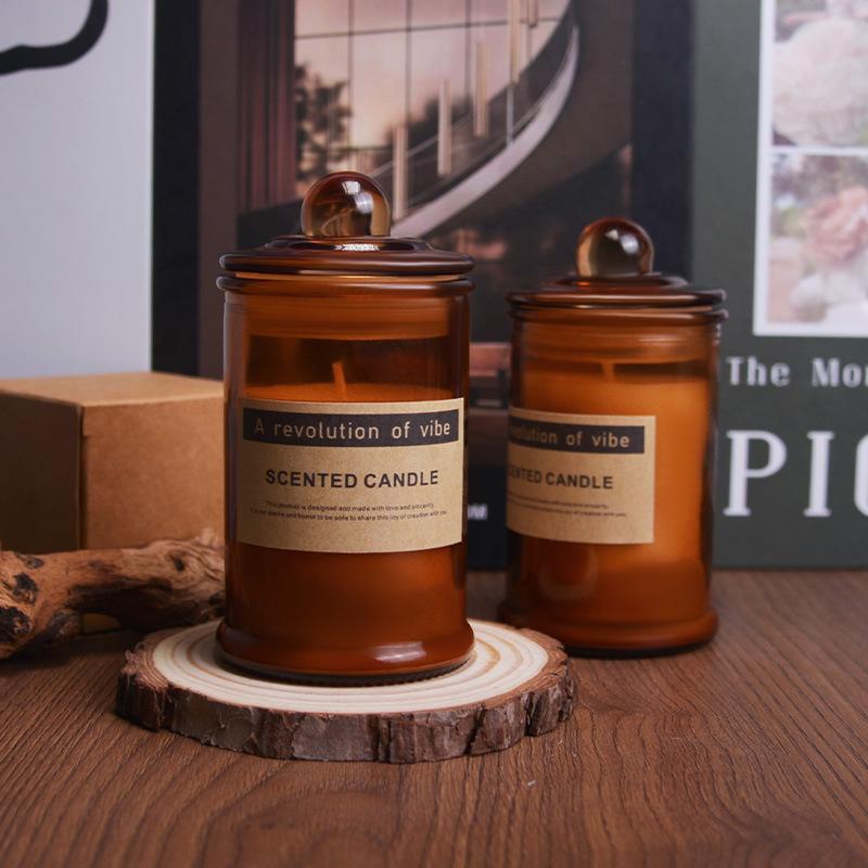 Creative Rectangular Brown Bottle Scented Candle Birthday Decoration Scented Glass Wedding Souvenir Scented Candle