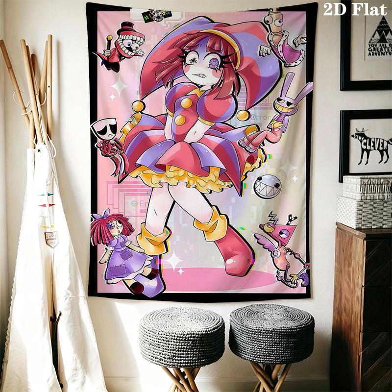 Clown Chase Whimsical Fun Tapestry Fashion Print Background Cloth Homestay Soft Decoration Tapestry Background Wall Hanging Cloth Work Of Art