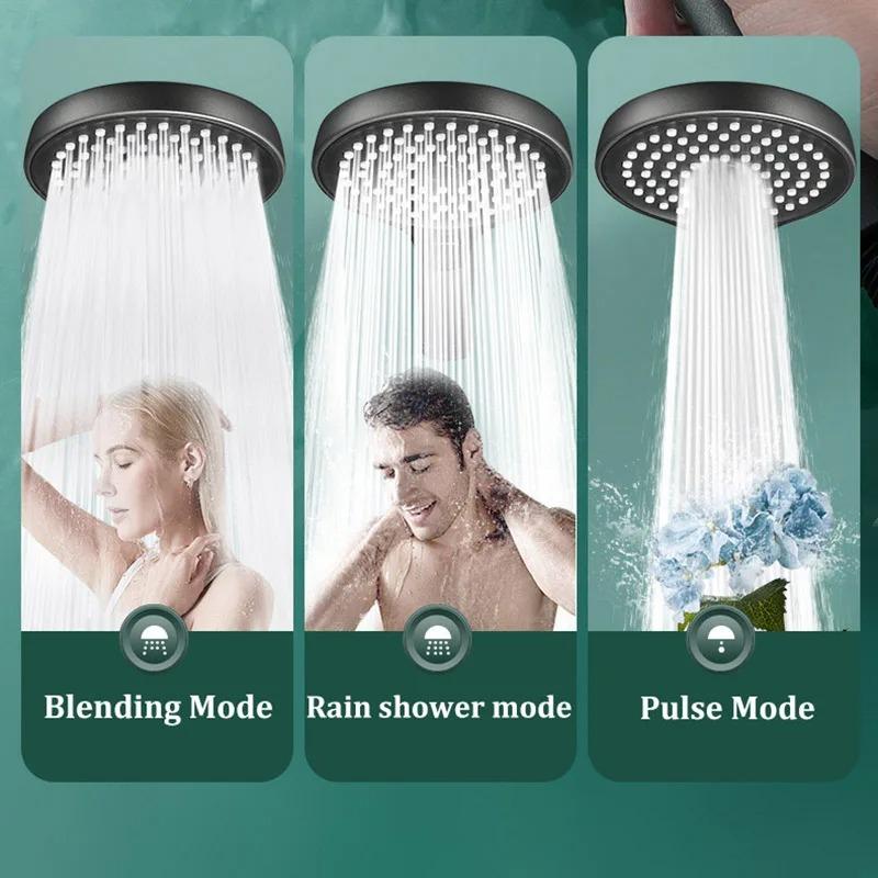 New Round Booster Shower Head Three-speed Large Panel Handheld Shower Head Home Bath Shower Set