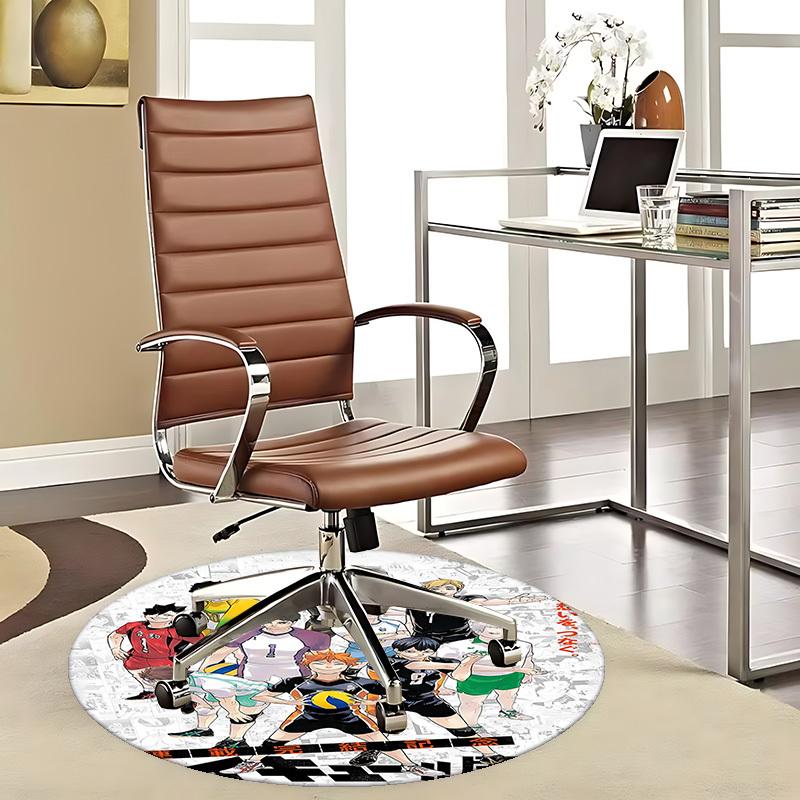 

1pc Haikyuu!! Volleyball Anime Round Carpet - Office Chair Mat, Non-Slip Rug for Home Decor, Seasonal Gift, Suitable for Office, Living Room, Bedroom, 80cm by 80cm