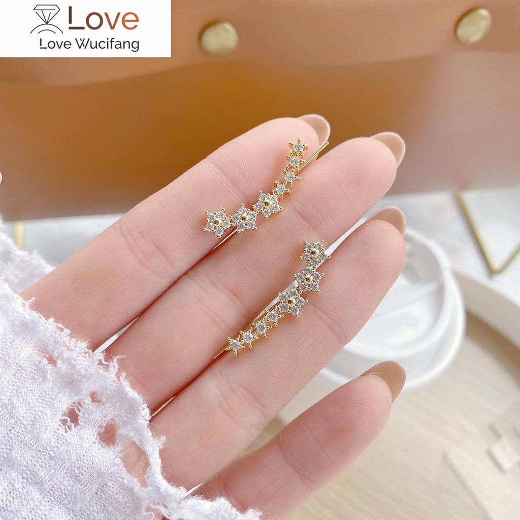 Design Fashion Jewelry 14K Real Gold Plating AAA Zircon Multiple Star Earrings Elegant Women's Wedding Party Earrings