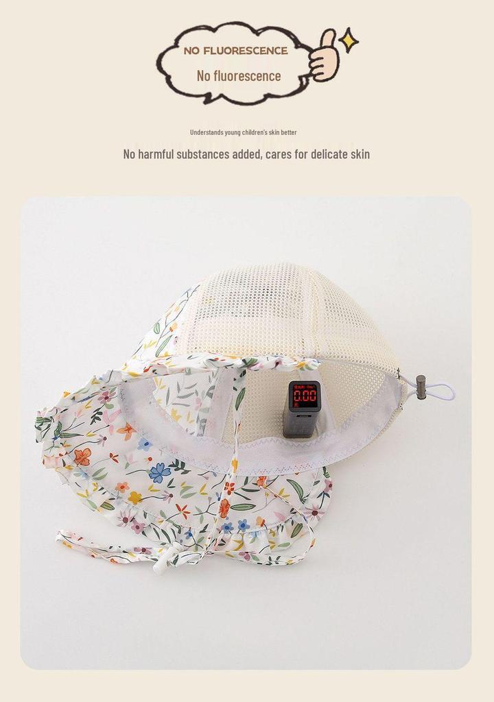 Baby Girl Floral Mesh Sun Hat - Breathable Summer Protection