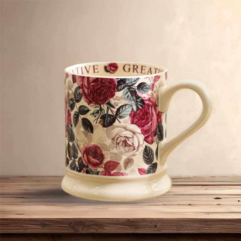 Retro Ceramic 380ml Coffee Mug Office Home Water Cup French Romantic Floral Milk Cup