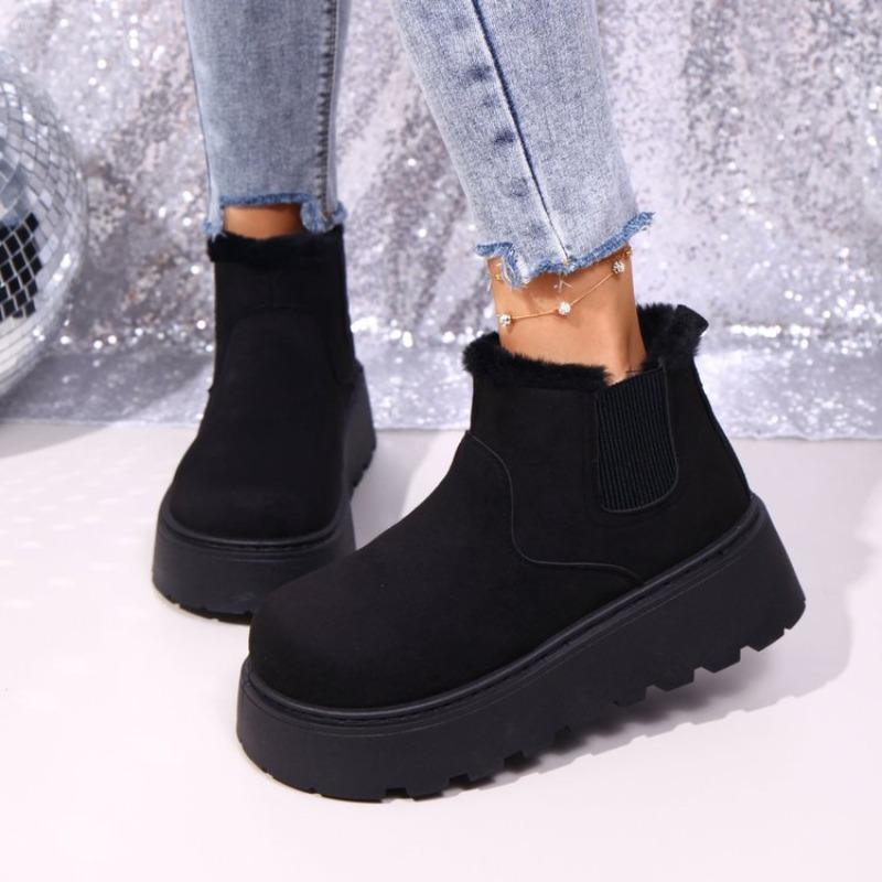 Women's Plus Size Ankle Snow Boots Winter New Minimalist Platform Warm Fleece Lined Boots