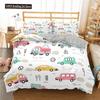 Cartoon Train Bedding Sets 23Pcs Duvet Cover Toy Car Truck Soft Quilt Cover Single Queen King Size Polyester Comforter Cover