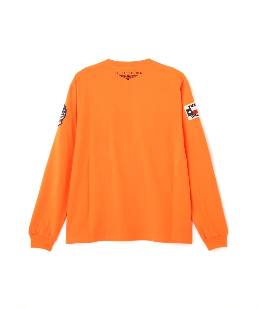AVIREX TOP GUN PATCHED L/S T-SHIRT 783-3930018 men's L orange