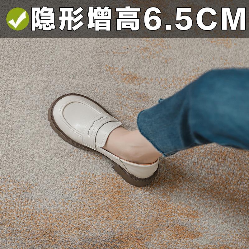Small inner height increase women's autumn and winter platform thick heel single shoes commuter small leather shoes