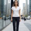 Short Sleeve V-Neck Wrap Top Summer Ladies' Shirt Simple Pullovers T-shirt  Business Casual