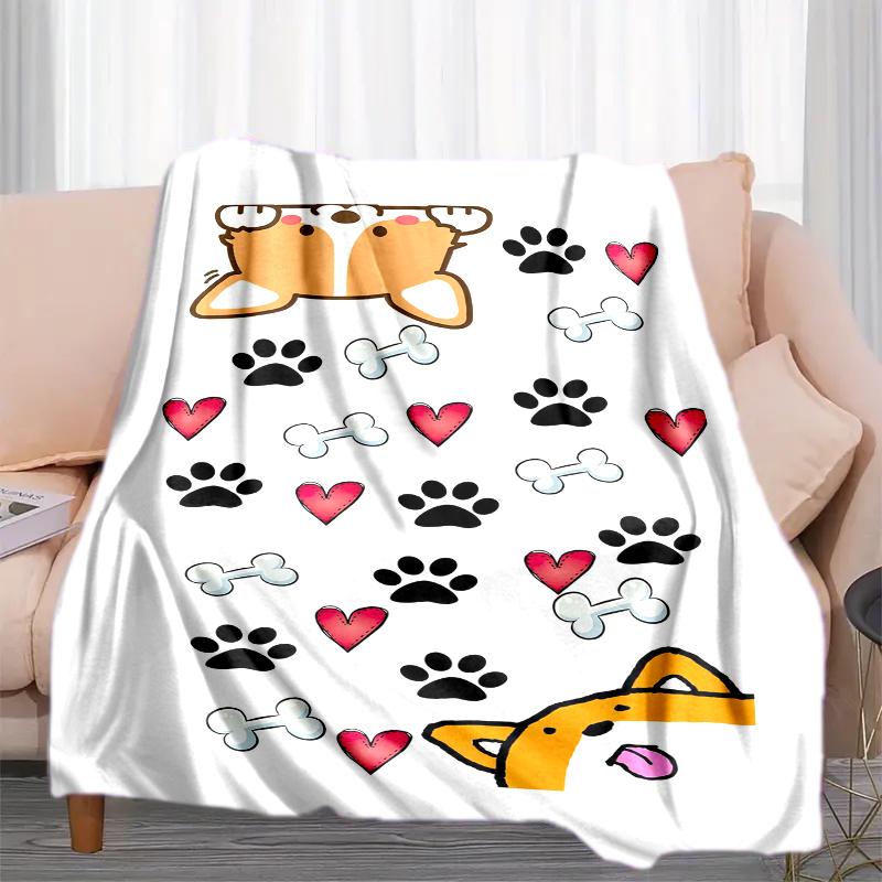 1PC Dog cute printed blanket, all season lightweight home office outdoor nap multifunctional blanket A15