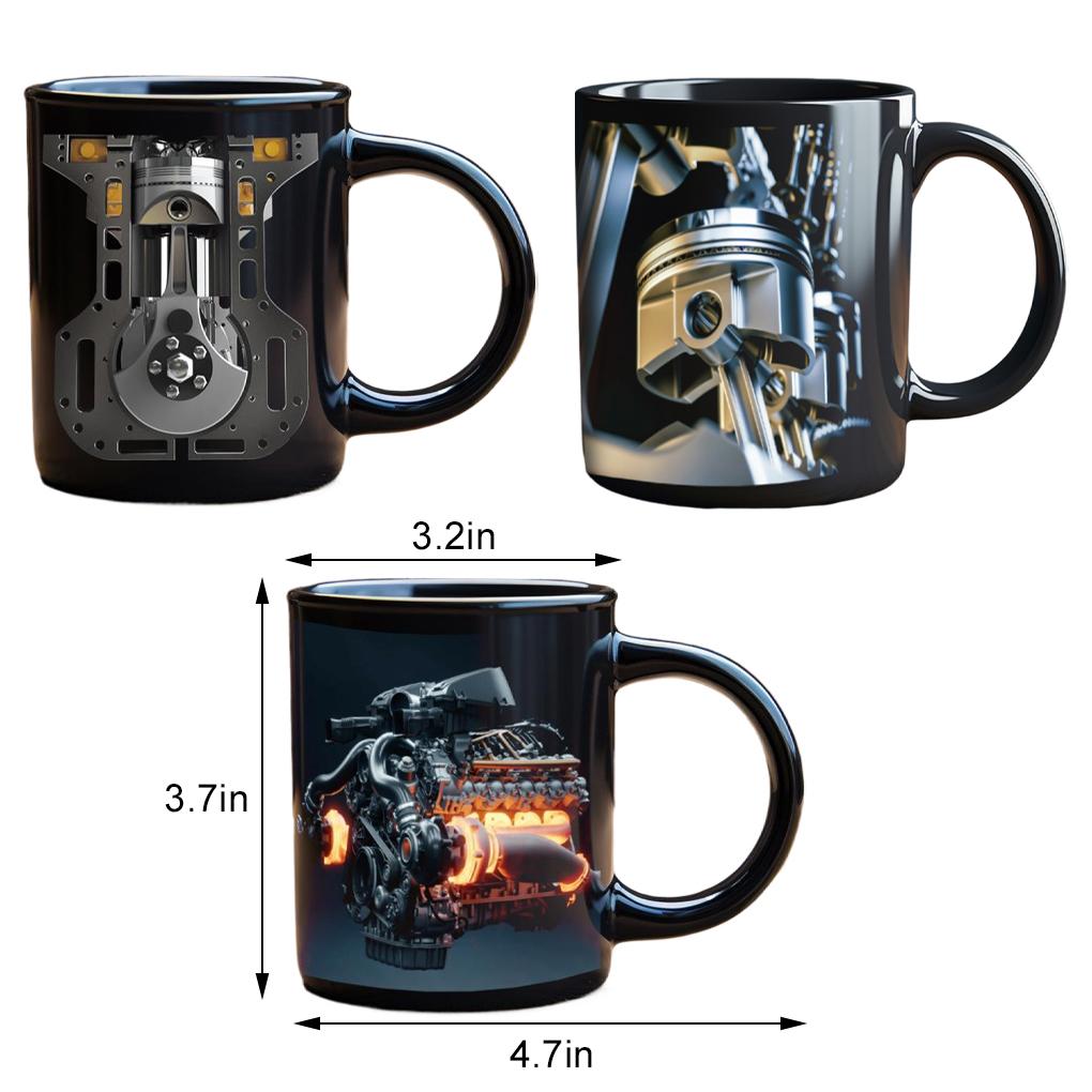 New Funny Engineer Mug Espresso Cups Engine Mugs Latte Mugs Cool Coffee Mugs Mechanical Engine Ceramic Mug Desk Decor Funny Cup