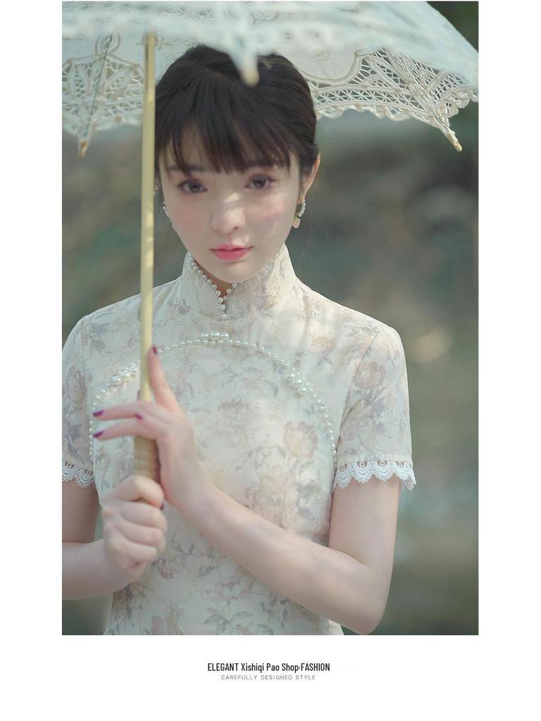 White Retro Lace Cheongsam: Youthful Summer 2025 Edition